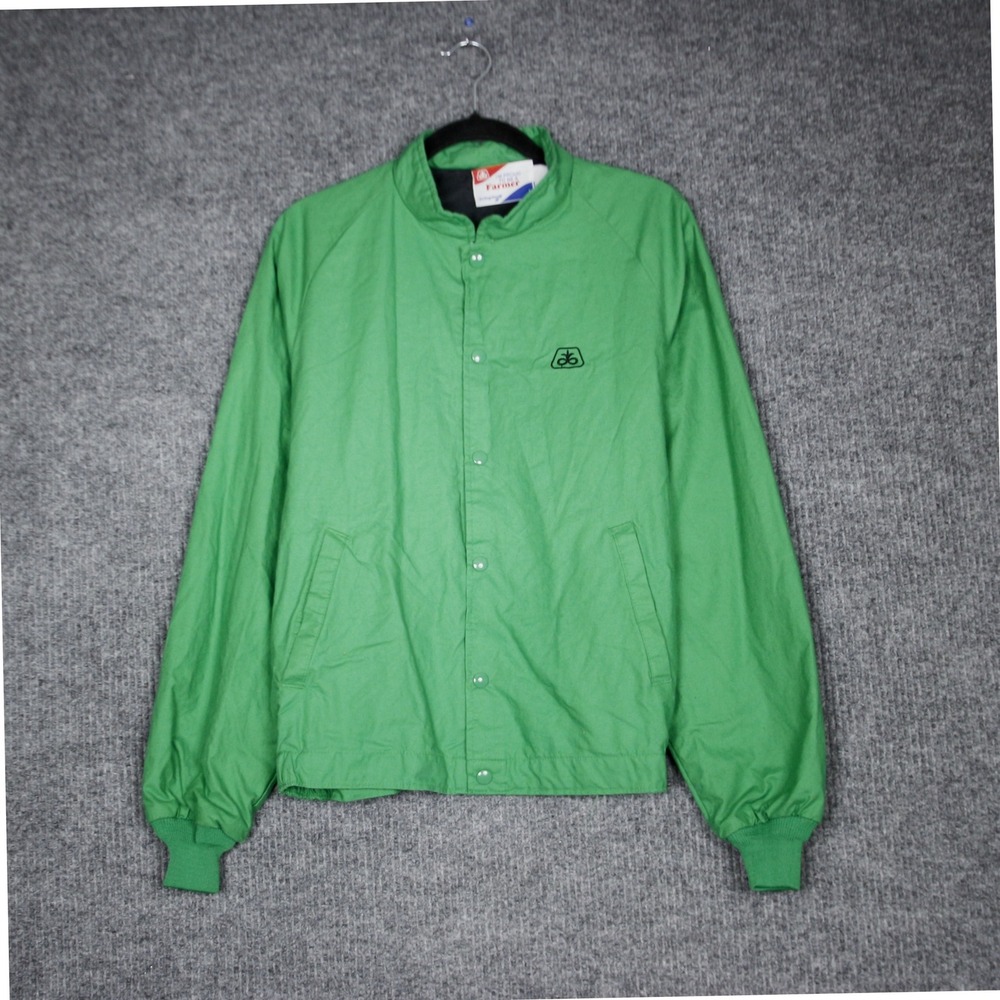 Vintage Swingster‎ Farmer Bomber Jacket Green Snap Button Logo Adult L